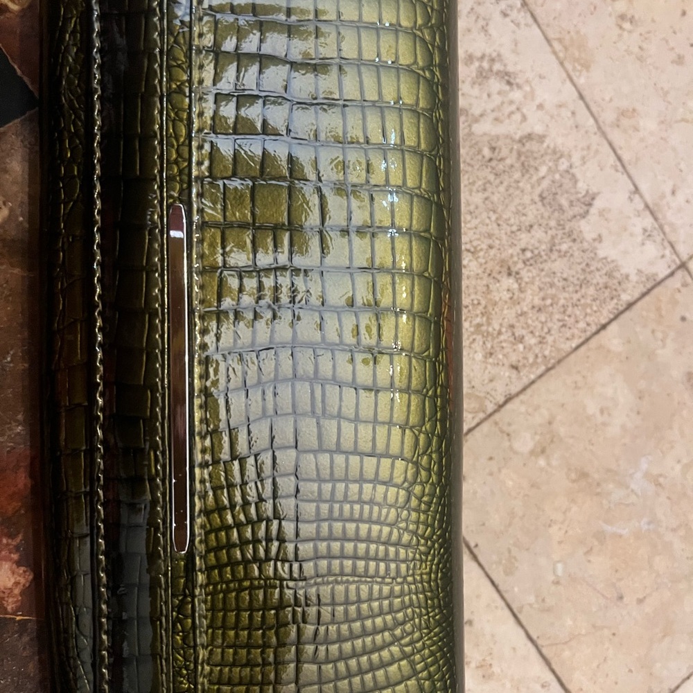 Green Crocodile Embossed Clutch